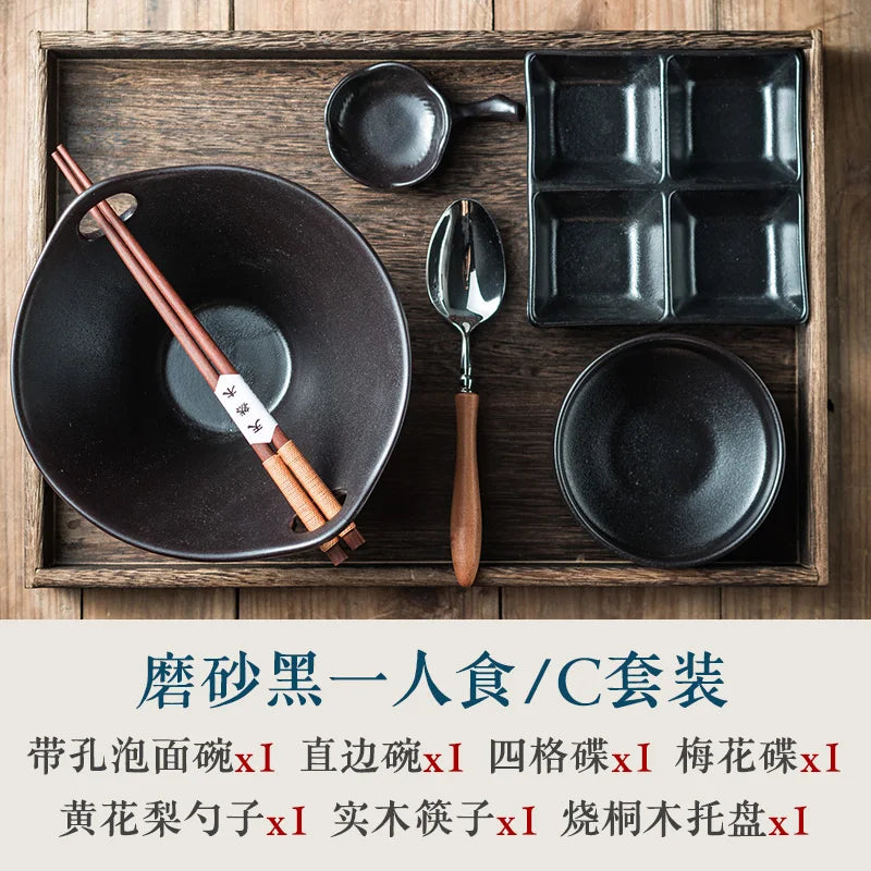 Elegant One-Person Dining Set, Japanese-Inspired Ritual Plate, Perfect Breakfast Tray for Airbnb or Stylish Mornings